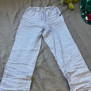 Brandy Melville Blue and White 100% linen pants